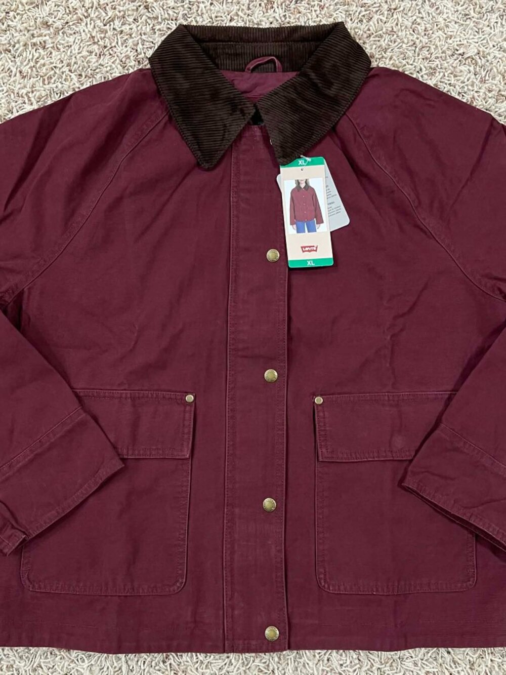 Levi's Women's Shorty Barn Canvas Jacket Dark Red, Size XL (New) - Picture 5 of 16